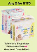 Johnson's Baby Wipes (Extra Sensitive Or Gentle All Over) 4-Pack-For Any 2