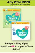 Pampers Baby Wipes (Sensitive Or Complete Clean) 4 Pack-For Any 2