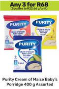 Purity Cream Of Maize Baby's Porridge Assorted-For Any 3 x 400g