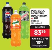 Pepsi Cola, Mountain Dew, Mirinda Or 7up Bottles (All Variants)-For Any 6 x 2Ltr