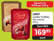 Lindt Lindor Truffles (All Variants)-337g Each