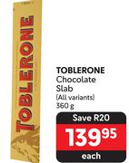 Toblerone Chocolate Slab(All Variants)-360g Each