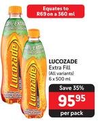 Lucozade Extra Fill (All Variants)-6 x 500ml Per Pack