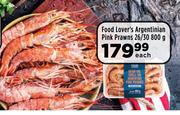 Food Lover's Argentinian Pink Prawns 26/30-800g Each