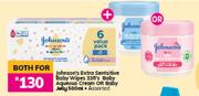 Johnson's Extra Sensitive Baby Wipes 336's Baby Aqueous Cream Or Baby Jelly 500ml Assorted-Both For
