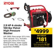 Ryobi 2.9 HP 4 Stroke 100 Bar Petrol High Pressure Washer AJP-2900