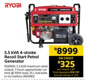 Special Ryobi 5.5 KVA 4 Stroke Recoil Start Petrol Generator