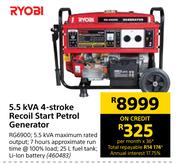 Ryobi 5.5 KVA 4 Stroke Recoil Start Petrol Generator RG6900