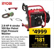 Ryobi 2.9 HP 4 Stroke 100 Bar Petrol High Pressure Washer AJP-2900
