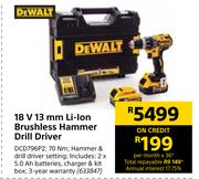 Dewalt 18V 13mm Li-Ion Brushless Hammer Drill Driver DCD796P2
