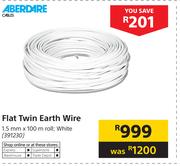 Aberdare Flat Twin Earth Wire (White)-1.5mm x 100m Roll