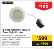 8-pack Round & Square Downlight Fixture