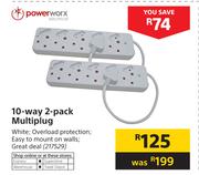 Powerworx 10 Way 2 Pack Multiplug
