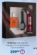 Revlon PUB Gift Set: Cologne-75ml, Deodorant-120ml & Watch
