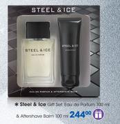 Steel & Ice Gift Set: Eau De Parfum-100ml & Aftershave Balm-100ml