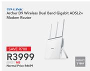 TP-Link Archer D9 Wireless Dual Band Gigabit ADSL2+ Modem Router