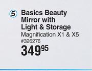 Basics Beauty Mirror With Light & Storage Magnification X1 & X5