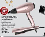 Carmen Exclusive Salon Duo Hair Dryer & Wide Plate Straightener Set 2 Piece-Per Set