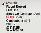 Monteil Royal Secret Gift Set Spray Concentrate 100ml Plus Spray Concentrate 15ml-Per Set