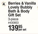 Nature's Nourishment Berries & Vanilla Lovely Bubbly Bath & Body Gift Set 3 Piece-Per Set