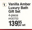 Nature's Nourishment Vanilla Amber Luxury Bath Gift Set 4 Piece-Per Set