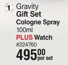 Gravity Gift Set Cologne Spray 100ml Plus Watch-Per Set
