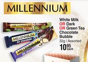 Millennium White Milk Or Dark Or Green Tea Chocolate Bubble Assorted-32g Each
