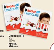 Kinder Chocolate T8-50g Each
