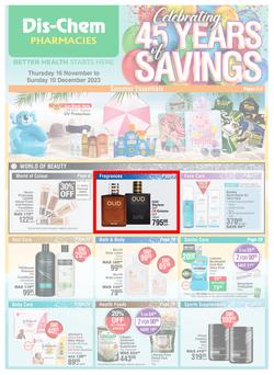 Dis-Chem : Celebrating 45 Years Of Savings (16 November - 10 December 2023), page 1