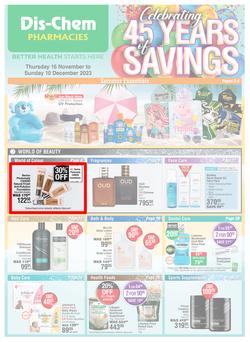 Dis-Chem : Celebrating 45 Years Of Savings (16 November - 10 December 2023), page 1