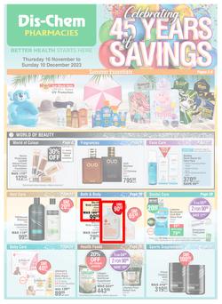 Dis-Chem : Celebrating 45 Years Of Savings (16 November - 10 December 2023), page 1