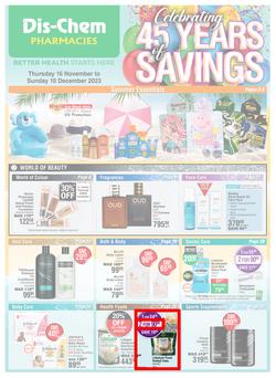 Dis-Chem : Celebrating 45 Years Of Savings (16 November - 10 December 2023), page 1