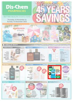 Dis-Chem : Celebrating 45 Years Of Savings (16 November - 10 December 2023), page 1