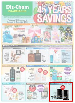 Dis-Chem : Celebrating 45 Years Of Savings (16 November - 10 December 2023), page 1