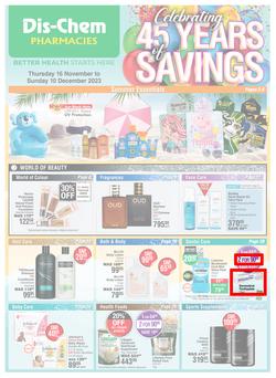 Dis-Chem : Celebrating 45 Years Of Savings (16 November - 10 December 2023), page 1