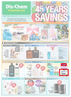 Dis-Chem : Celebrating 45 Years Of Savings (16 November - 10 December 2023), page 1
