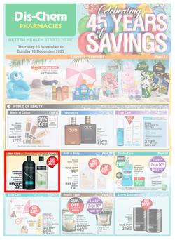 Dis-Chem : Celebrating 45 Years Of Savings (16 November - 10 December 2023), page 1