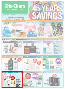 Dis-Chem : Celebrating 45 Years Of Savings (16 November - 10 December 2023), page 1