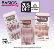 Basics Beauty Press On Nails 24 Nails/Assorted-Per Pack