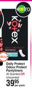 Kotex Daily Protect Odour Protect Pantyliners 40 Scented Or Unscented-Per Pack