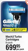 Gillette Mach3 Turbo Cartridges 8 Pack-Per Pack