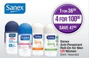 Sanex Anti Perspirant Roll On For Men Or Women Assorted-50ml