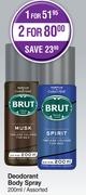 Brut Deodorant Body Spray Assorted-For 2 x 200ml