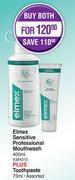 Elmex Sensitive Professional Mouthwash 400ml Plus Toothpaste 75ml Assorted-For Both