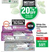 White Glo Toothpaste 150g Or Toothbrush Assorted-Each
