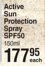 Techni Block Active Sun Protection Spray SPF50-150ml Each
