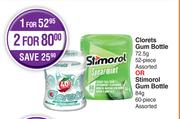 Clorets Gum Bottle 72.5g (52 Pieces) Or Stimorol Gum Bottle 84g (60 Piece) Assorted-For 2