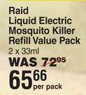 Raid Liquid Electric Mosquito Killer Refill Value Pack-2 x 33ml Per Pack