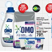 Omo Auto Washing Liquid 1.5L Or Auto Washing Powder 2Kg Or Power Capsules 16 Capsules-Each