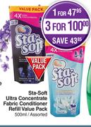 Sta Soft Ultra Concentrate Fabric Conditioner Refill Value Pack Assorted-For 3 x 500ml